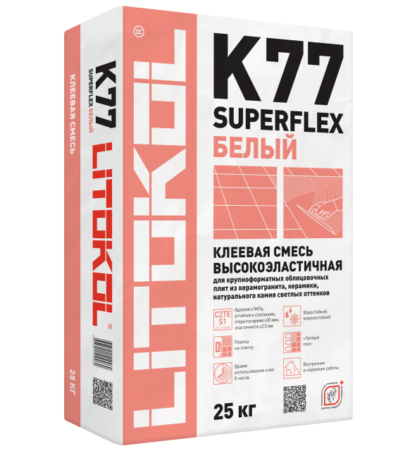 Купить SuperFlex K77 белый-клеевая смесь 25kg bag в Ростове-на-Дону-1
