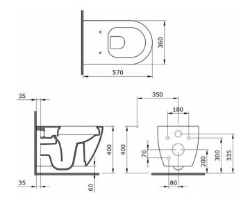 Купить Унитаз Venezia Rimless, белый, в комплекте сиденье с крышкой (soft close,slim) Taormina/Jet Flush,дюропласт, белая,1295-001-0129+A0336-001 в Краснодаре-3