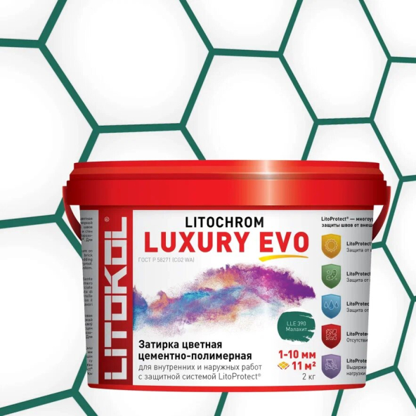 Купить LITOCHROM LUXURY EVO LLE 390 малахит 2kg bucket в Новосибирске-1