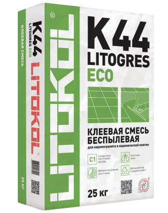 Litogres К44 ECO- беспылевая клеевая смесь 25kg bag